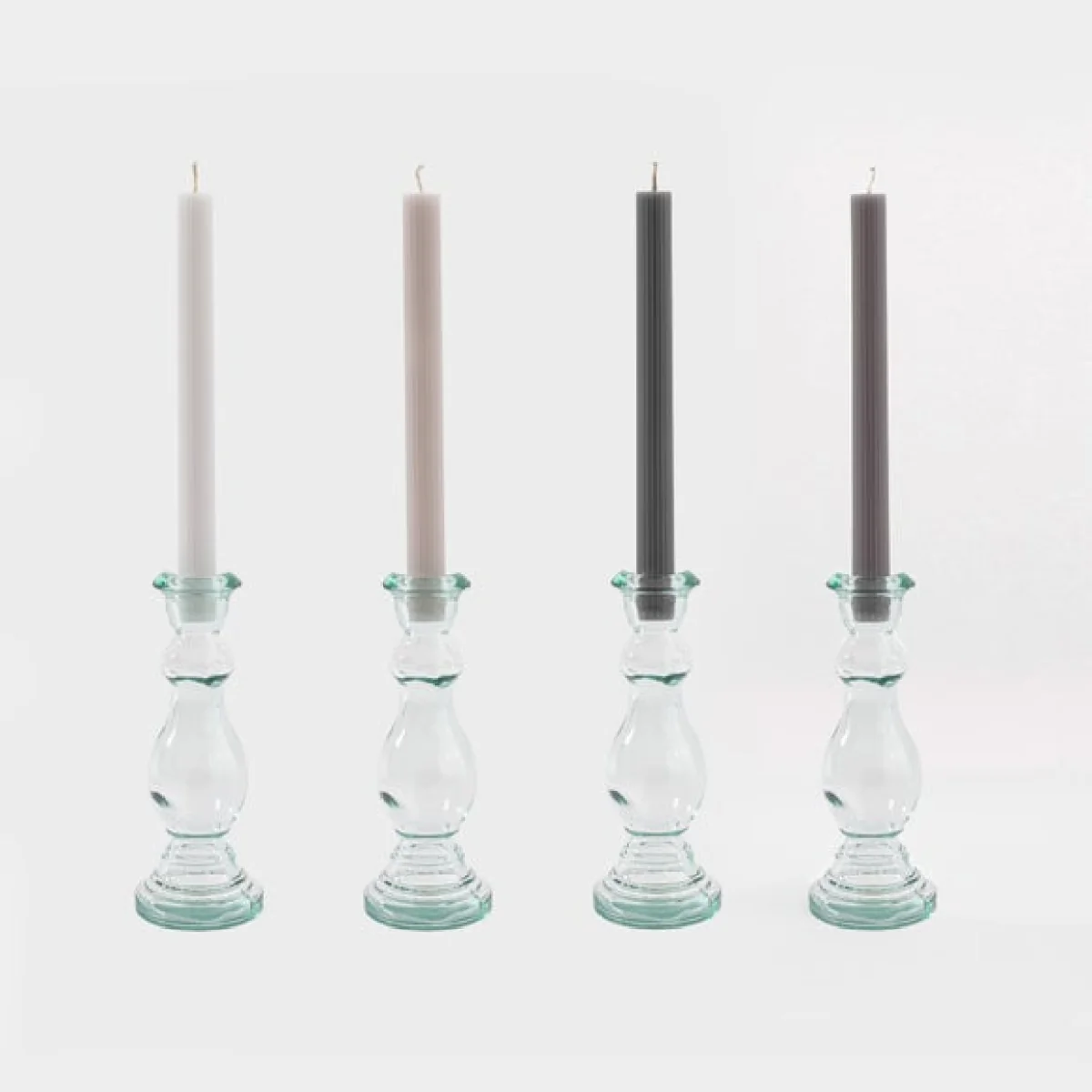 Set of 4 Unscented Ribbed Dinner Candles – image 2