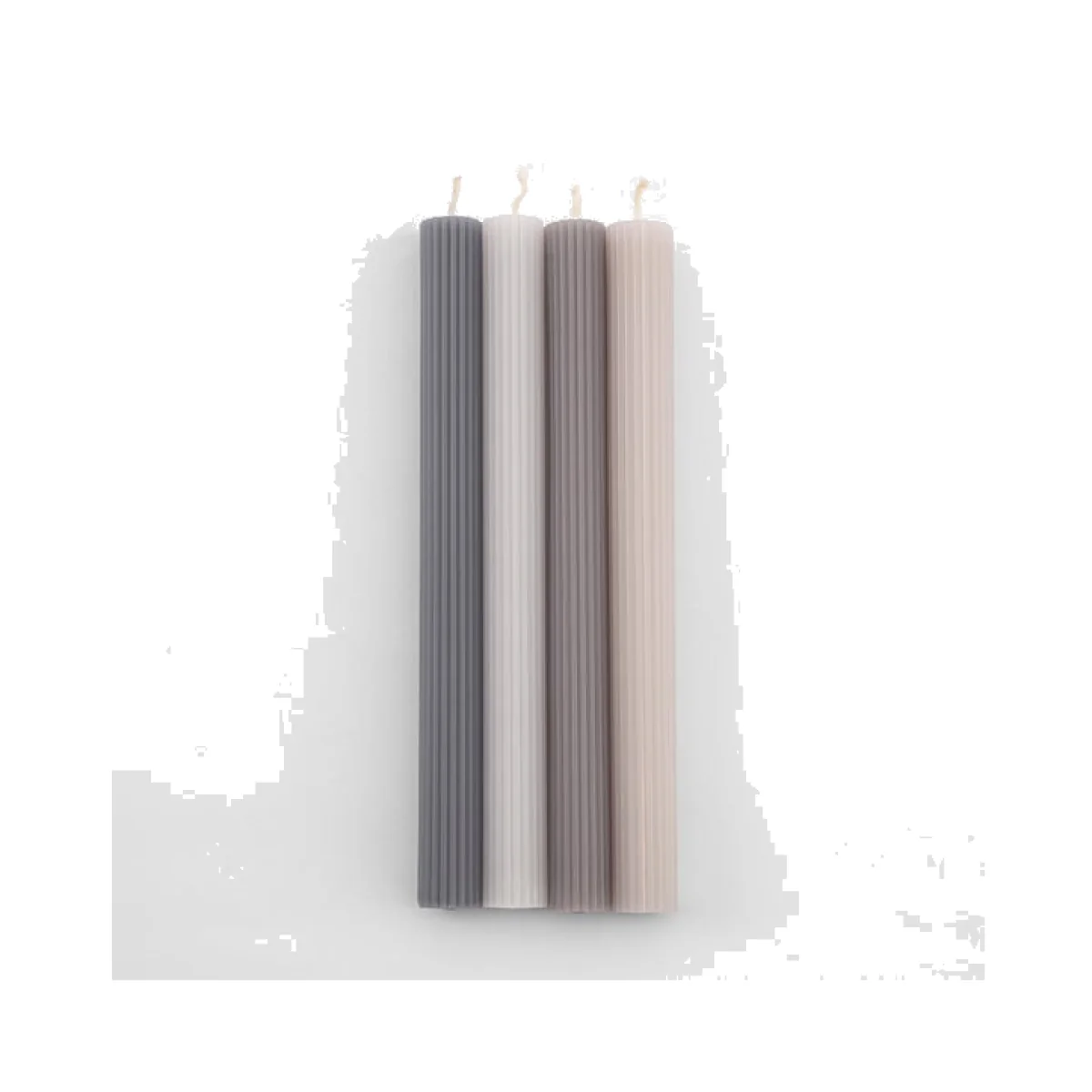 Set of 4 Unscented Ribbed Dinner Candles – image 1