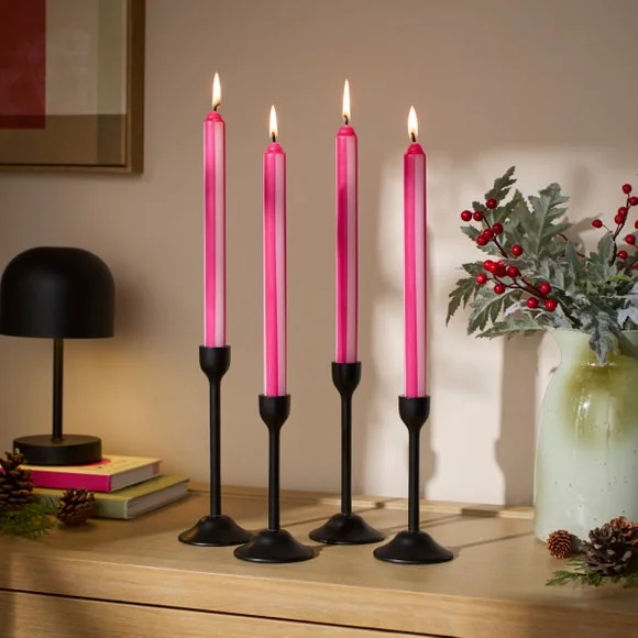 Set of 4 Stripe Taper Candles – image 1