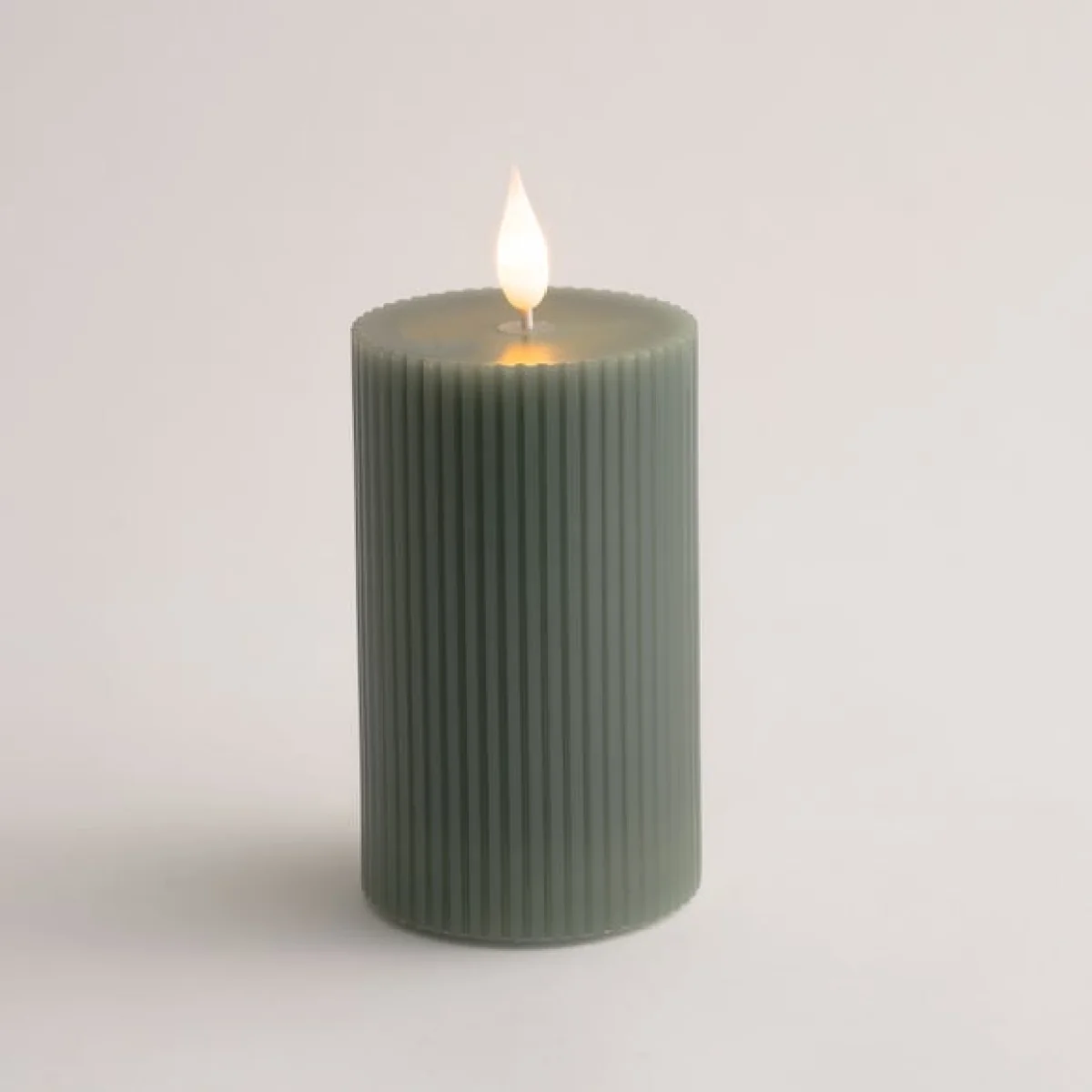 LED Tap Out Ribbed Pillar Candle – image 3