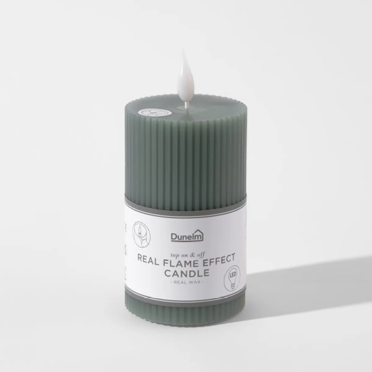 LED Tap Out Ribbed Pillar Candle – image 4