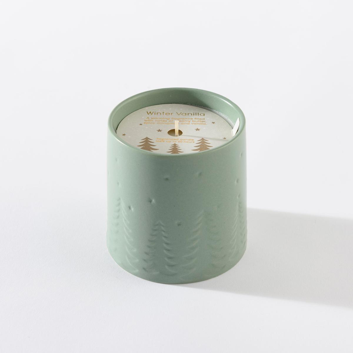 Starlight Cinnamon Vanilla Embossed Tree Candle Green – image 3