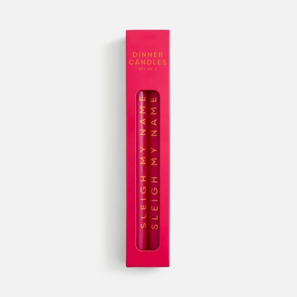Set of 2 'Sleigh My Name' Taper Candles – image 3