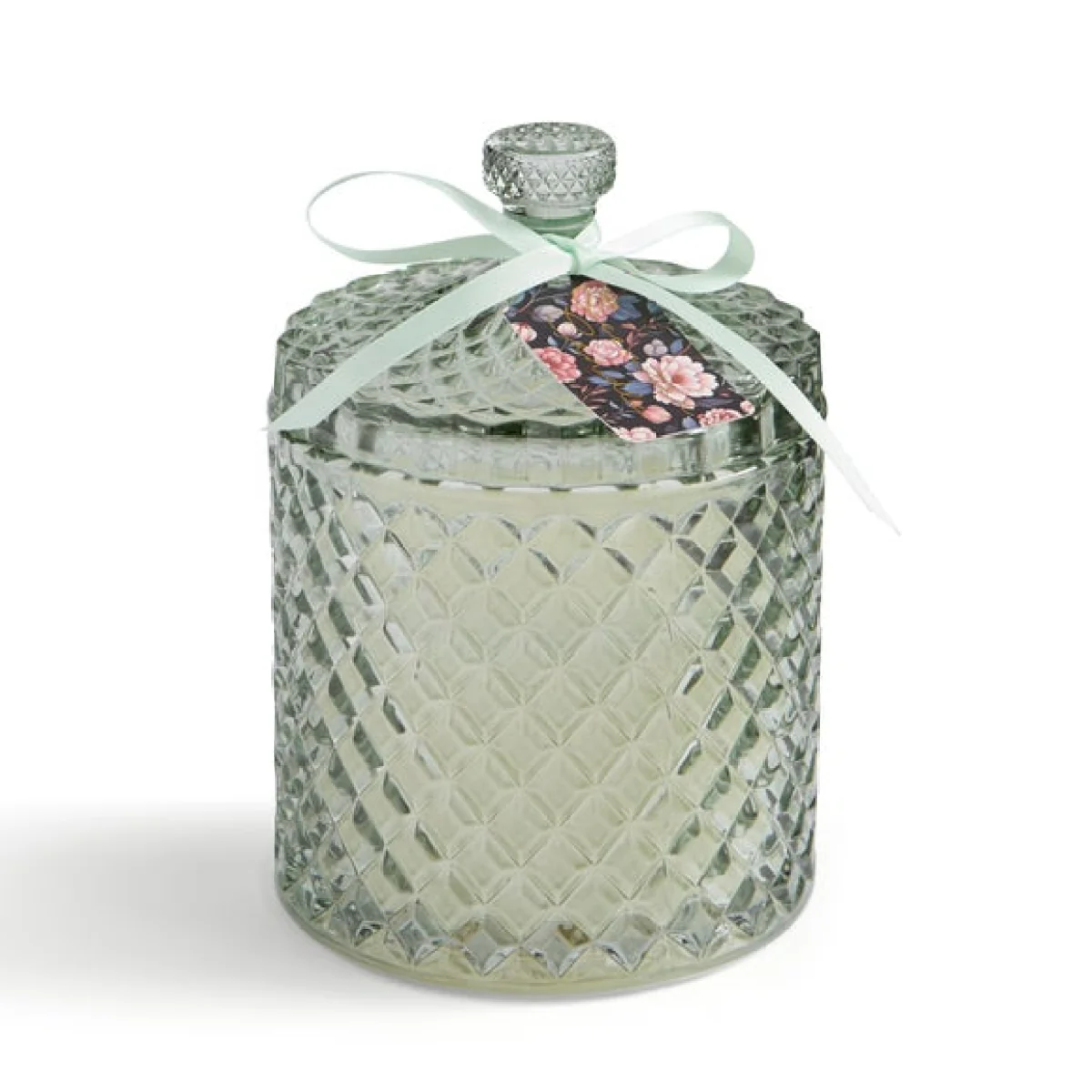 Lavender & Vanilla Pressed Glass Multi Wick Candle – image 3