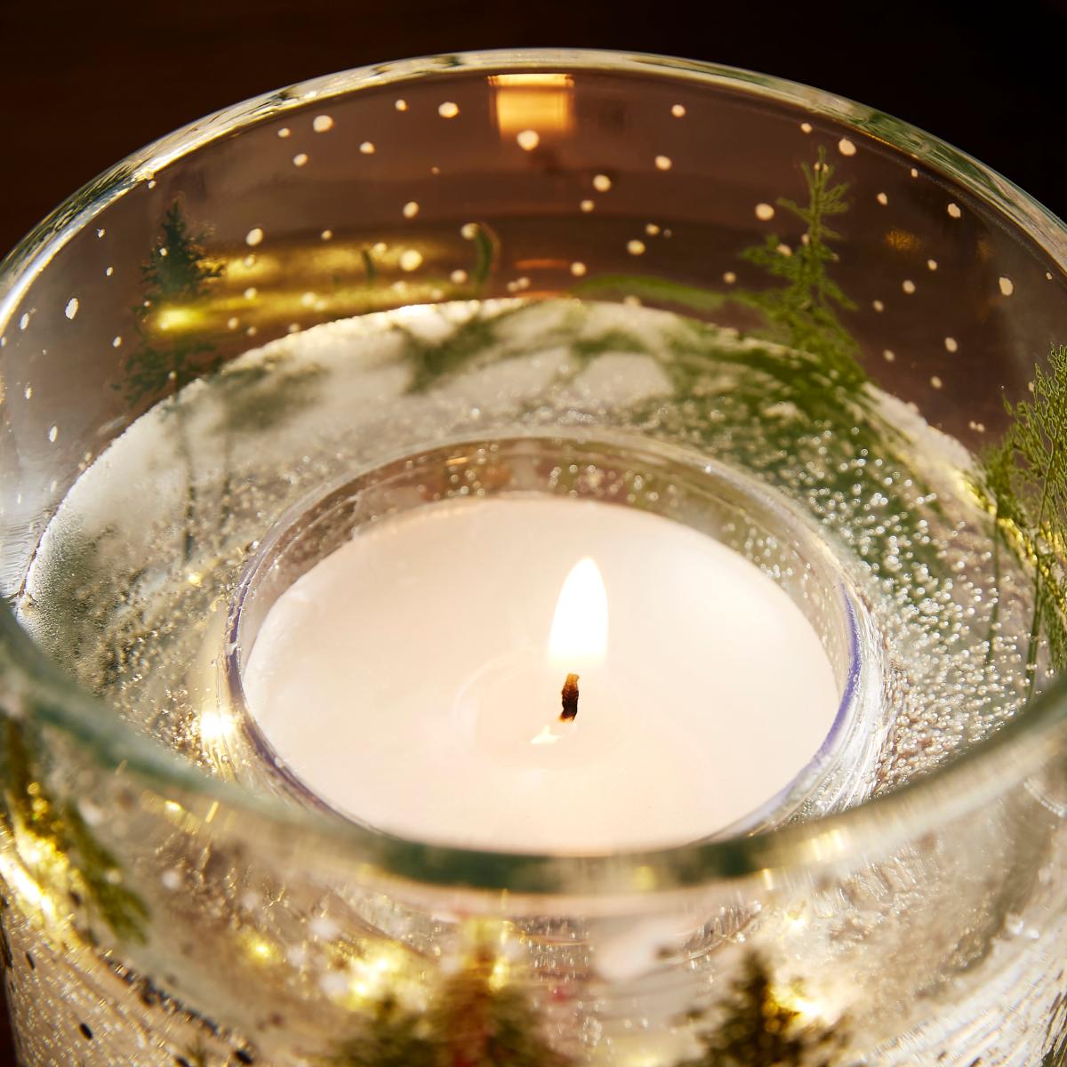Stag in Forest Festive Spice Scented Candle with LED Holder Green – image 2