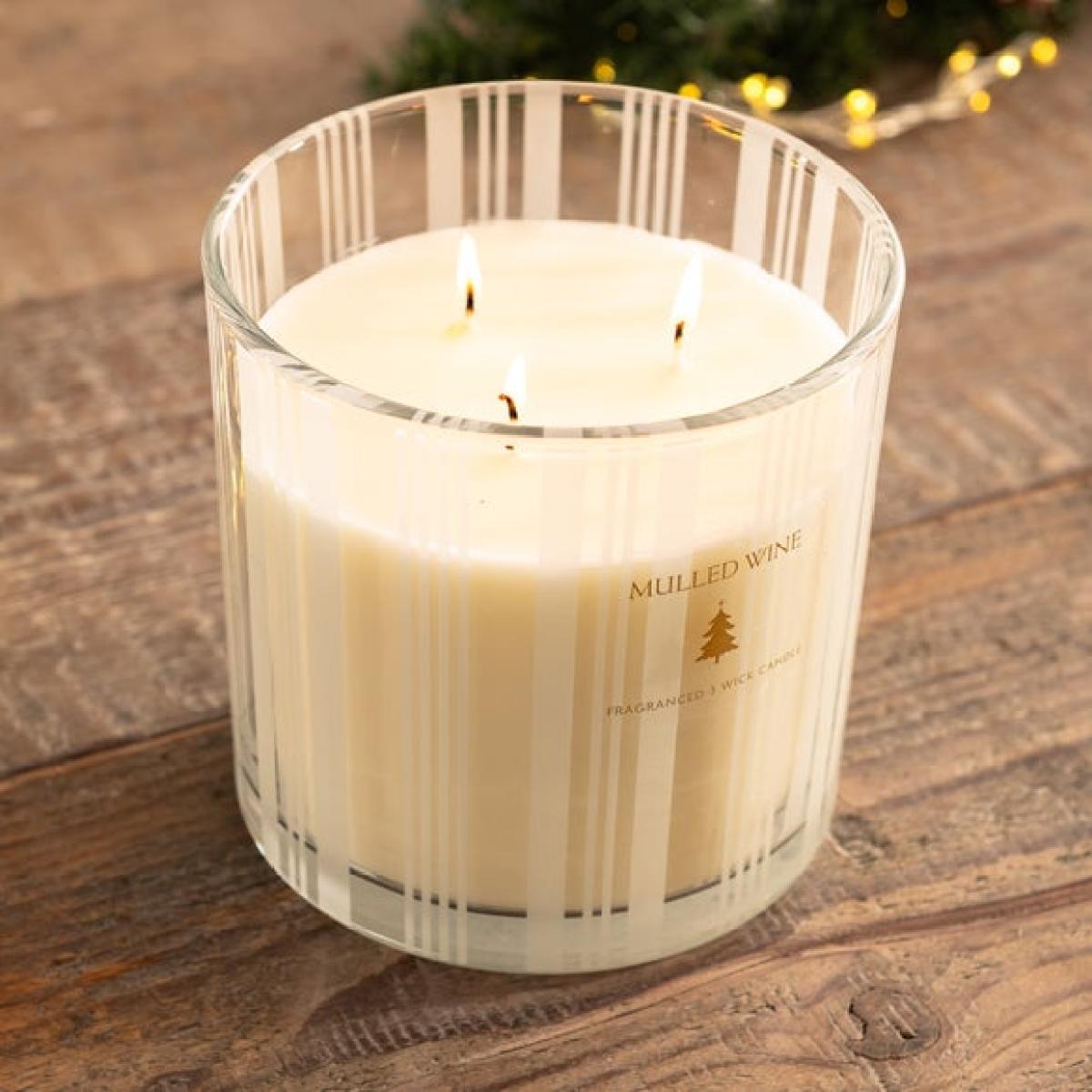 Striped Mulled Wine XL Multi Wick Candle – image 3