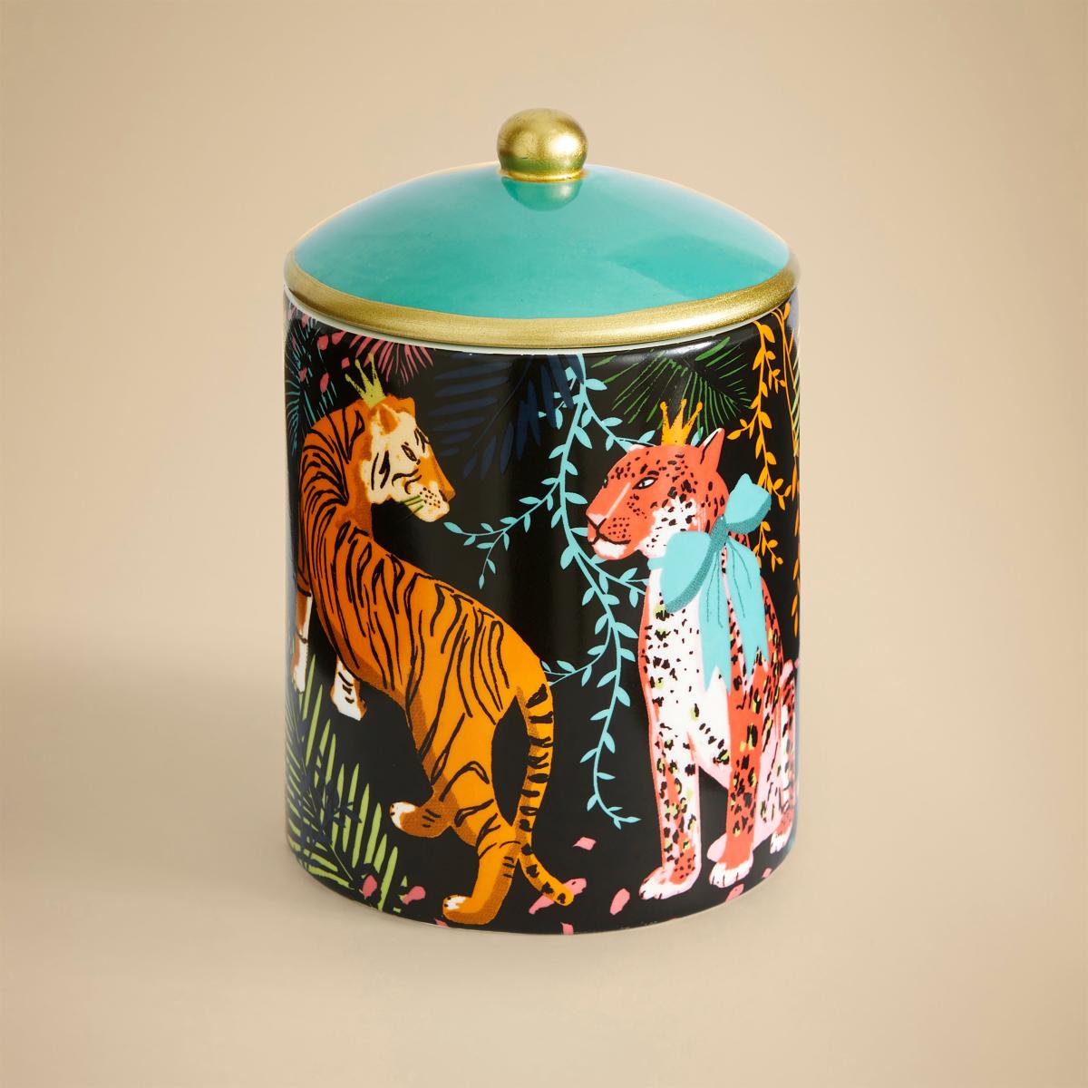 Christmas Print Angel Flower Ceramic Candle MultiColoured – image 3