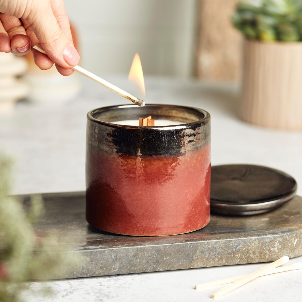 Zesty Lemons Kiln Bronze Copper Pink Fizz & Polemo Candle Red – image 2