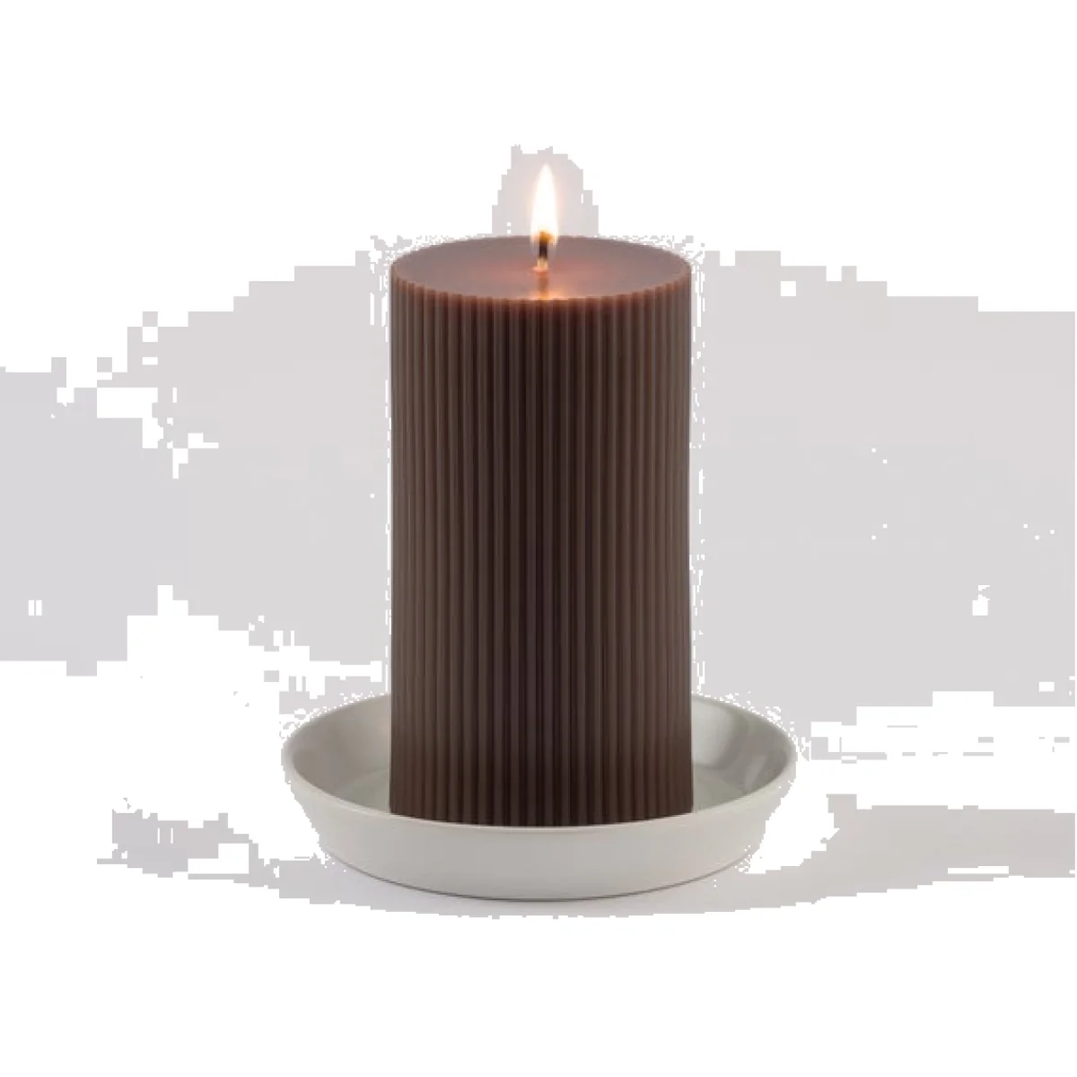 Unscented Ribbed Pillar Candle – image 1