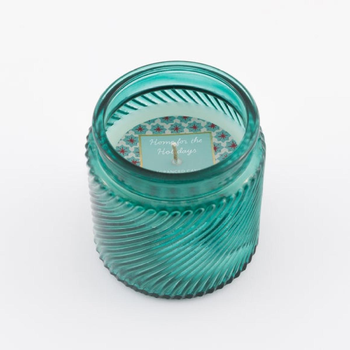 Home for the Holidays Ribbed Glass Candle – image 4