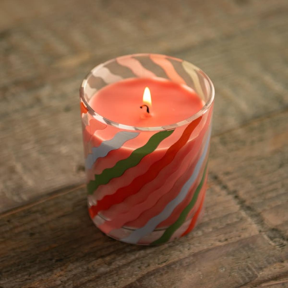Candy Stripe Strawberry & Vanilla Candle – image 2