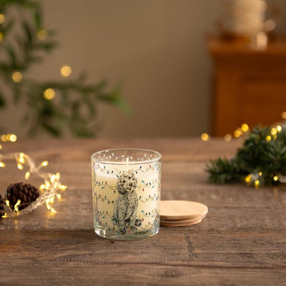 Christmas Cockapoo Linen Candle – image 2
