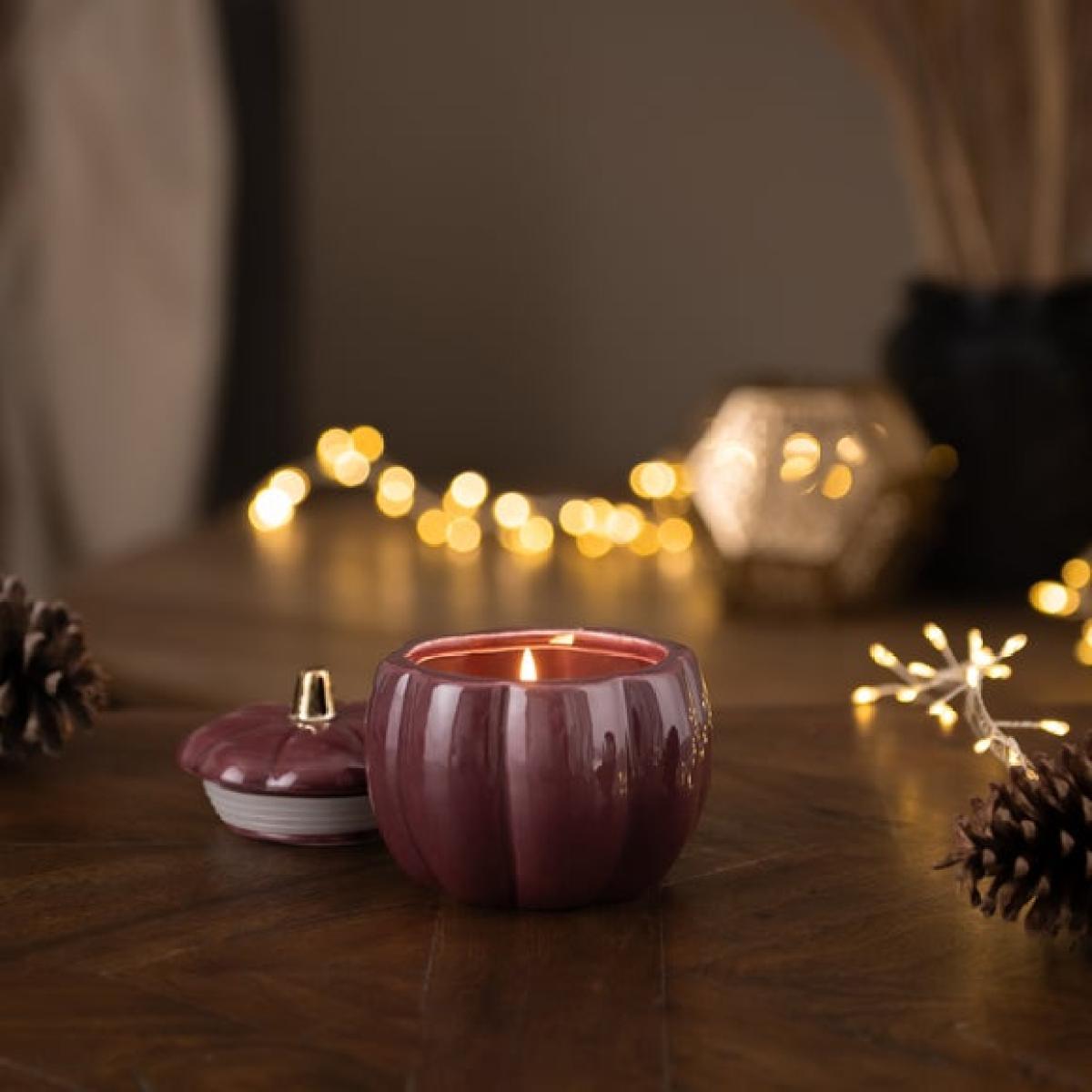 Mulberry & Rhubarb Ceramic Pumpkin Candle – image 1