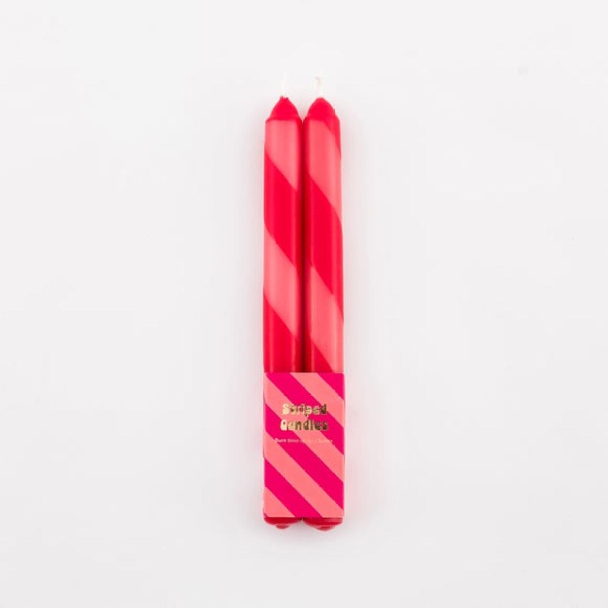 Set of 2 Candy Cane Striped Taper Candles – image 4