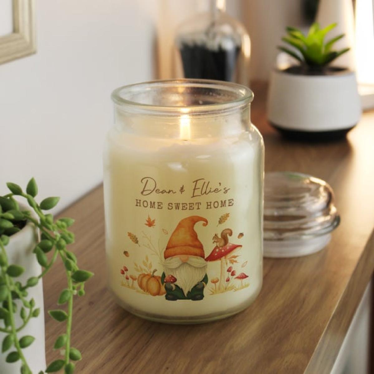 Personalised Autumn Gnome Candle Jar – image 2