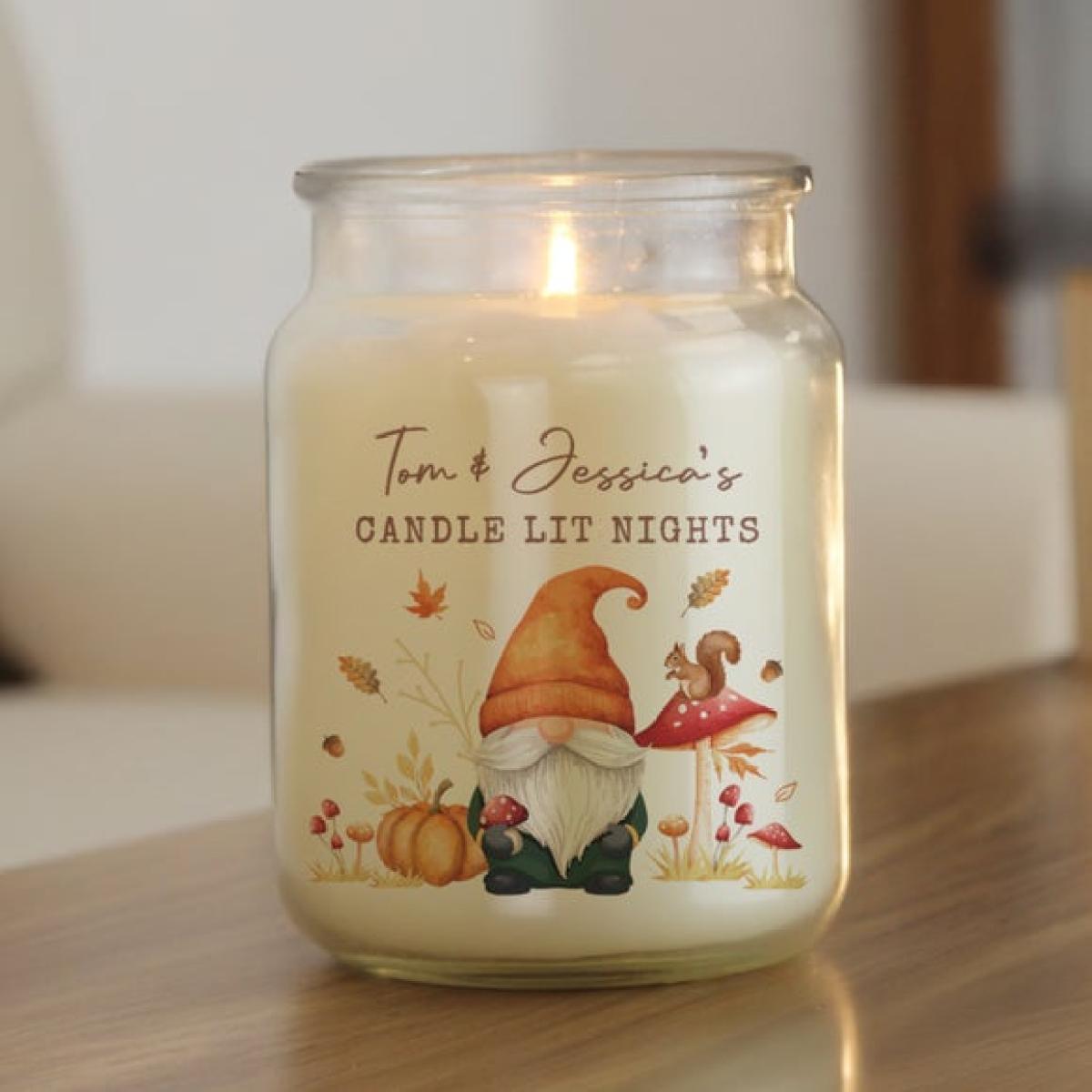 Personalised Autumn Gnome Candle Jar – image 3