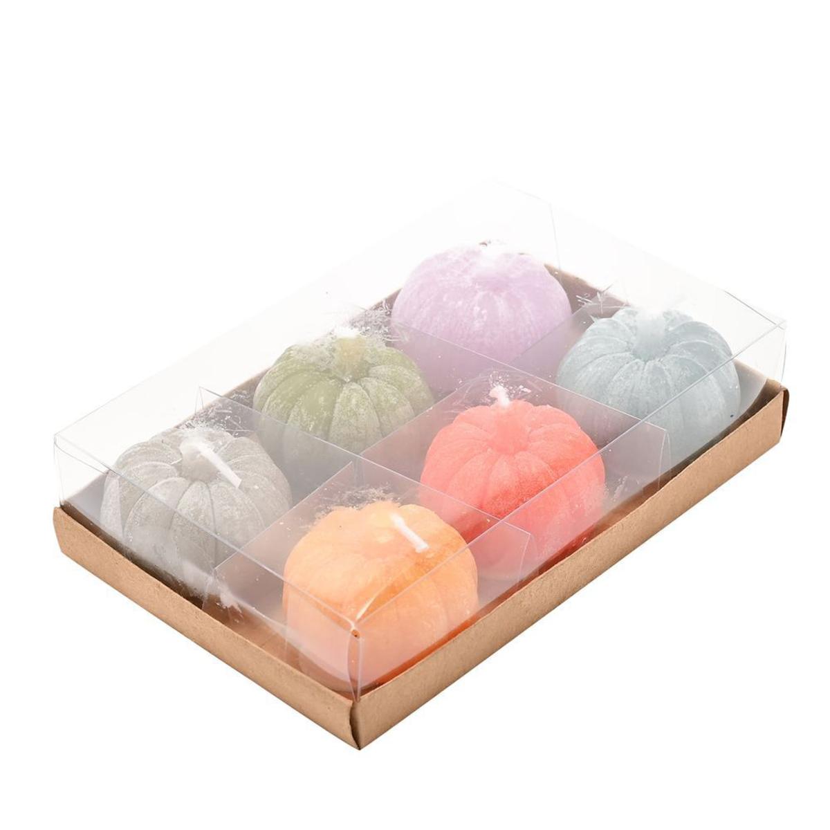 Set of 6 Pumpkin Coloured Candles MultiColoured – image 3