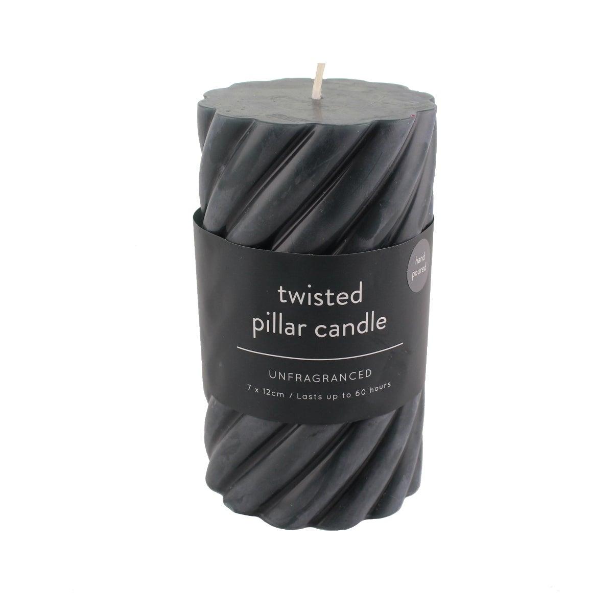 Peacock Twisted Pillar Candle Blue – image 3