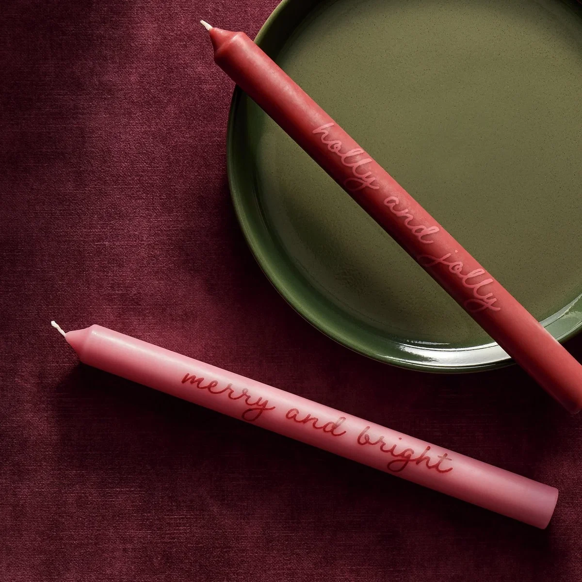 Habitat Medium Pack of 2 Taper Dinner Candles with Text - Unscented – image 2