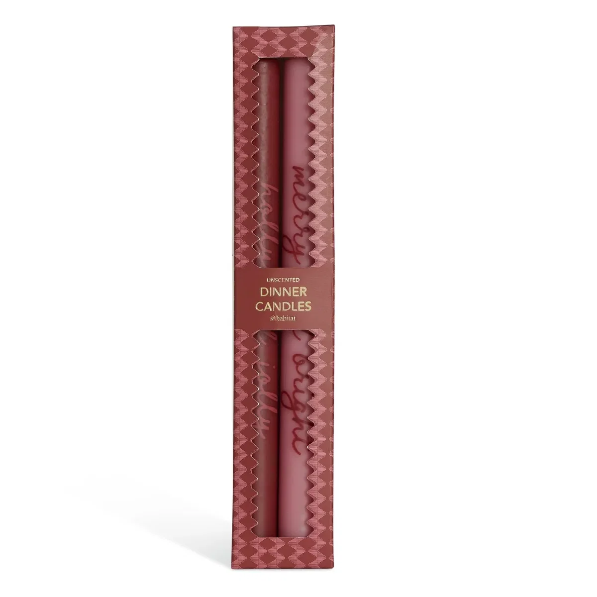 Habitat Medium Pack of 2 Taper Dinner Candles with Text - Unscented – image 3