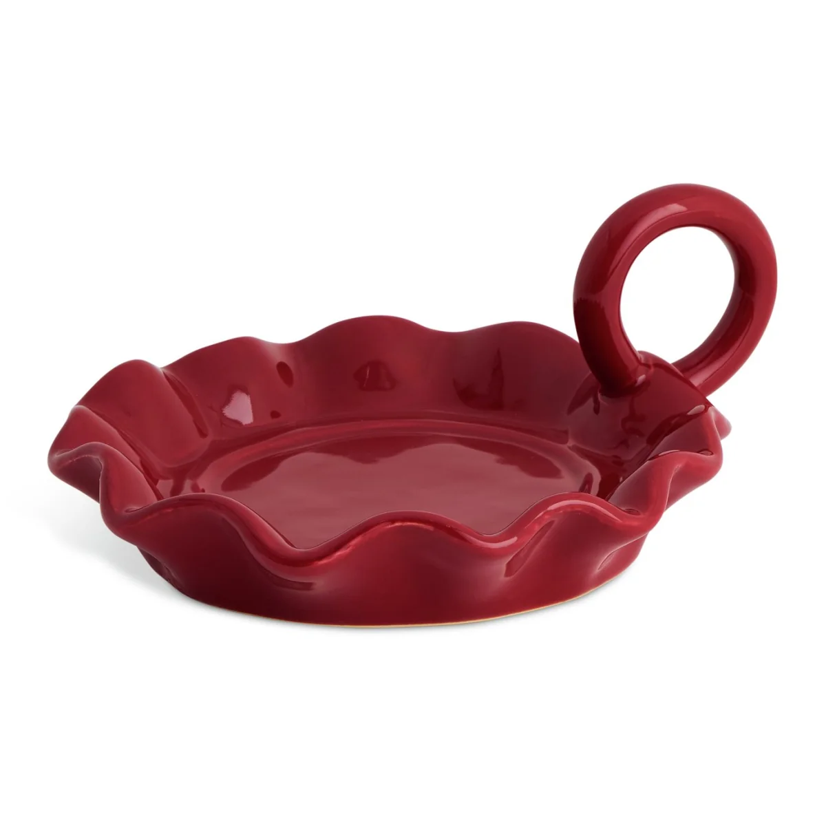 Habitat Wavy Red Candle Plate With Handle – image 2
