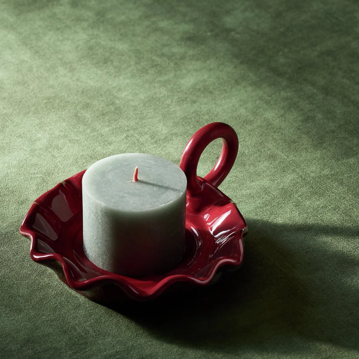 Habitat Wavy Red Candle Plate With Handle – image 1
