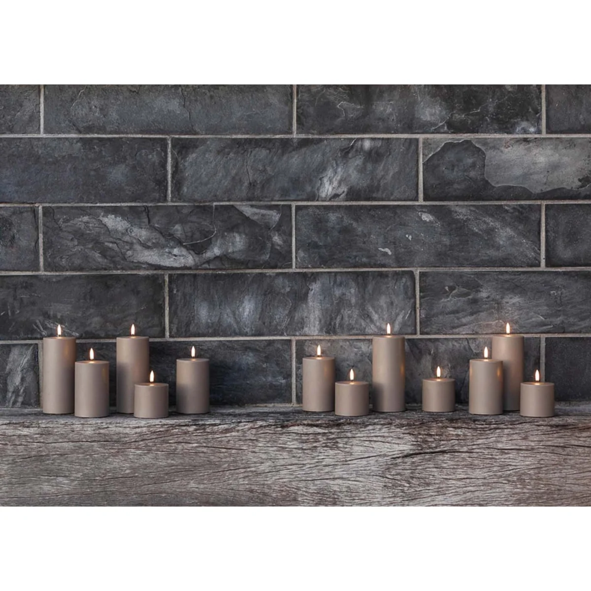 Uyuni LED Outdoor Pillar Candle Sandstone 8.4 x 15cm – image 4
