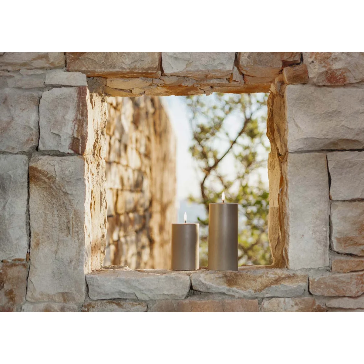 Uyuni LED Outdoor Pillar Candle Sandstone 8.4 x 15cm – image 5