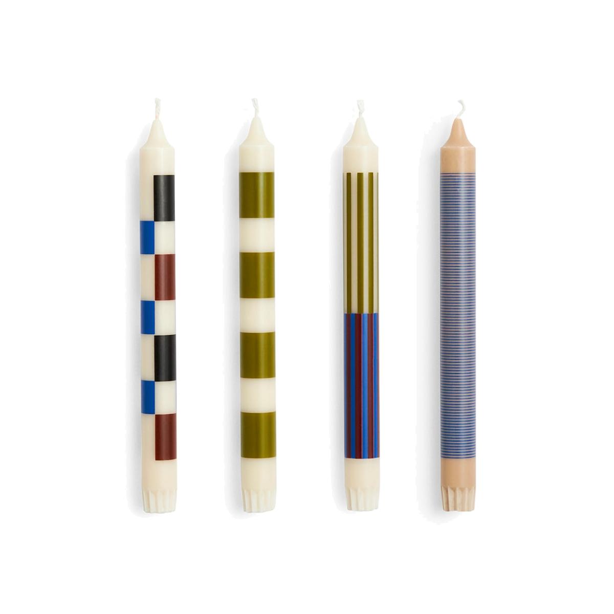 HAY Patterned Dining Candles Set of 4 Army Green & Blue – image 1