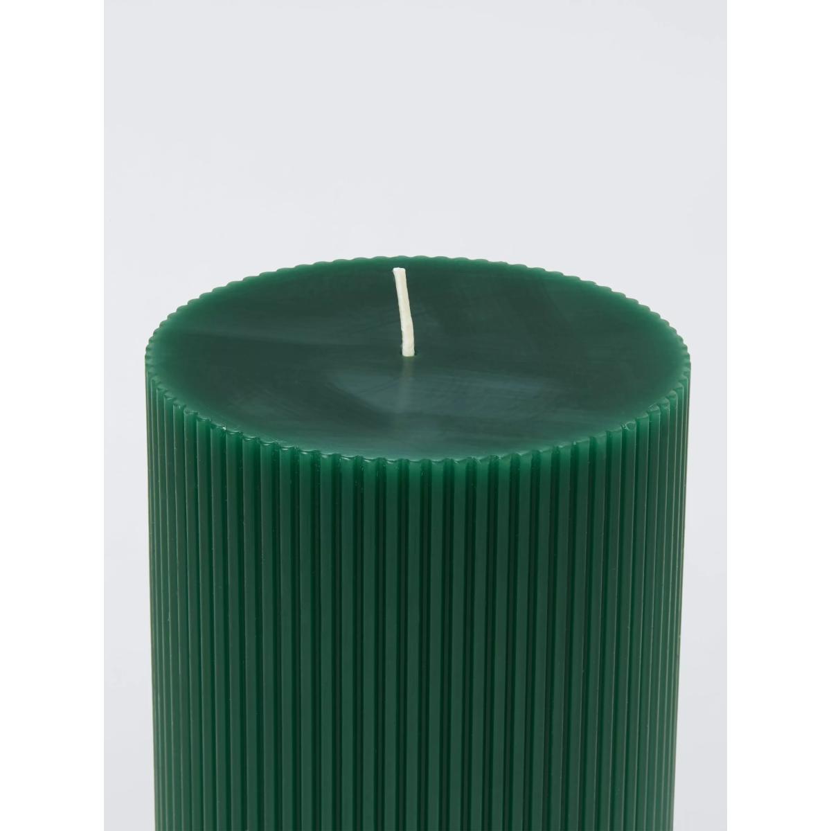 John Lewis Ribbed Pillar Candle, Green – image 2