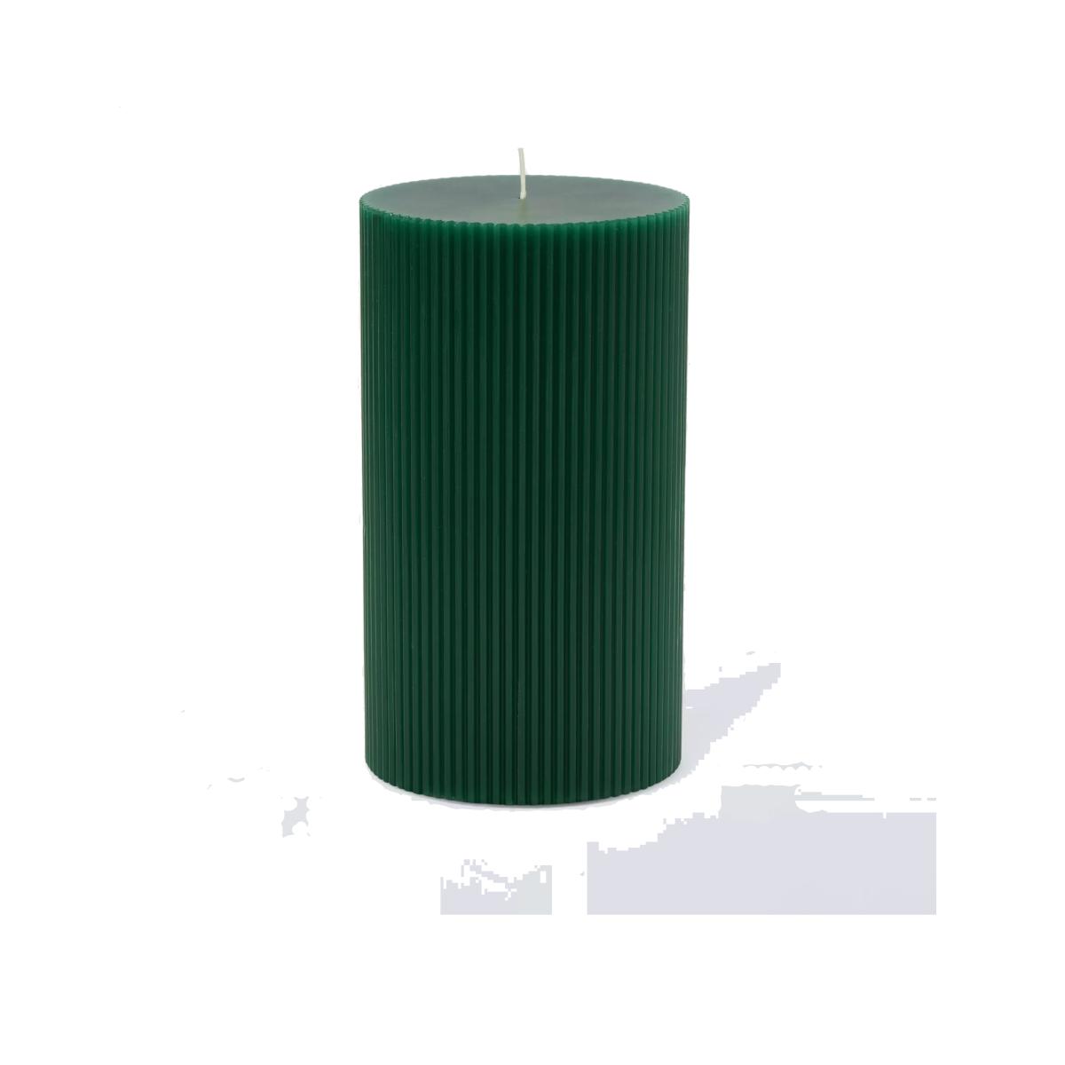 John Lewis Ribbed Pillar Candle, Green – image 1
