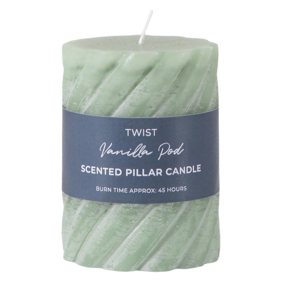 Pack of 2 10cm Vanilla Pillar Candle Twist Sage – image 3