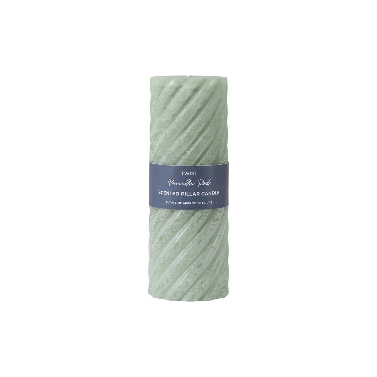 Pack of 2 20cm Vanilla Pillar Candle Twist Sage – image 3