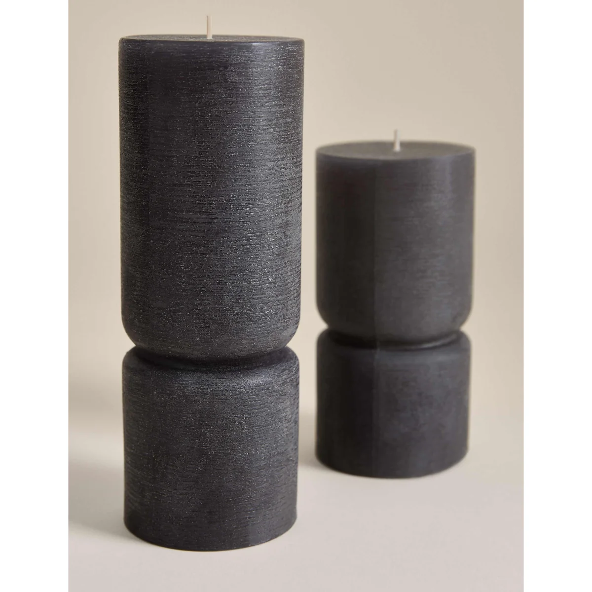 M&S 2 Pack Unscented Pillar Candles Mid Grey – image 3