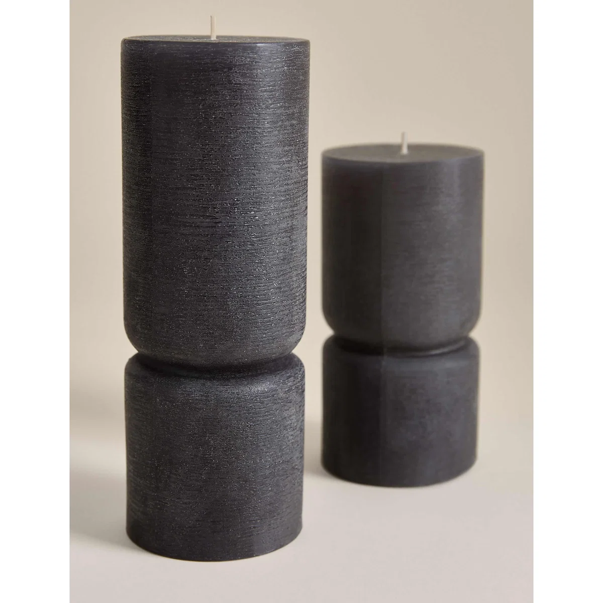 M&S 2 Pack Unscented Pillar Candles Dark Graphite – image 2