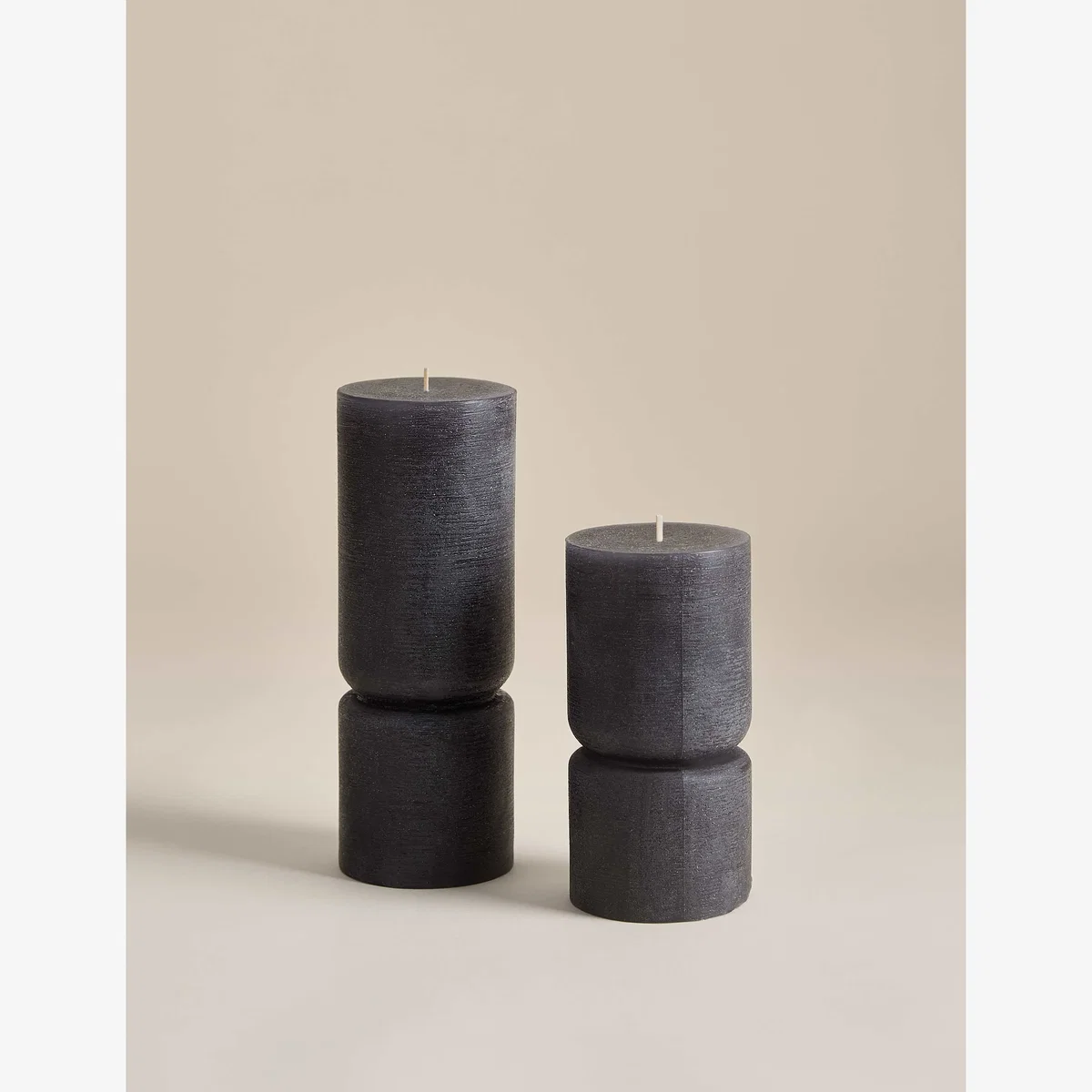 M&S 2 Pack Unscented Pillar Candles Dark Graphite – image 1