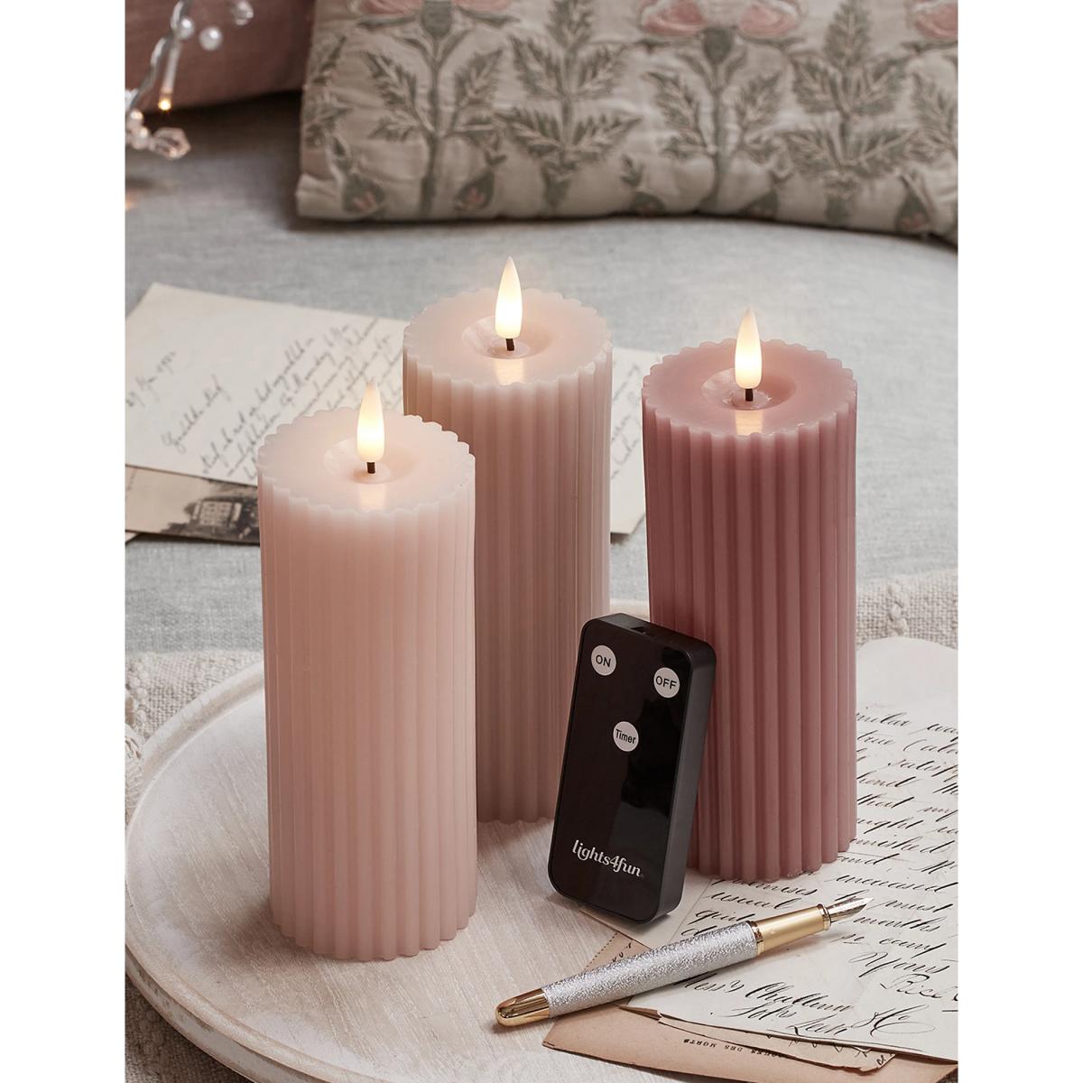 Lights 4 Fun Set of 3 Wax Light Up Candles - Blush Pink, Blush Pink – image 2