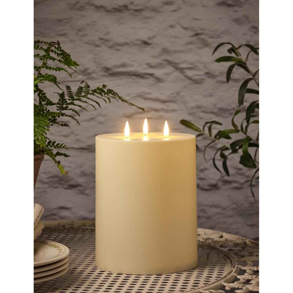 Lights4Fun 3 Wick TruGlow® Outdoor Solar Candle - White, White – image 2