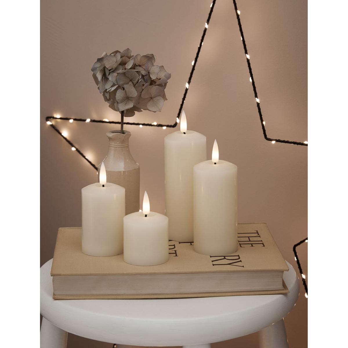 Lights4Fun Set of 4 TruGlow® Pillar LED Candles - Ivory, Ivory – image 2