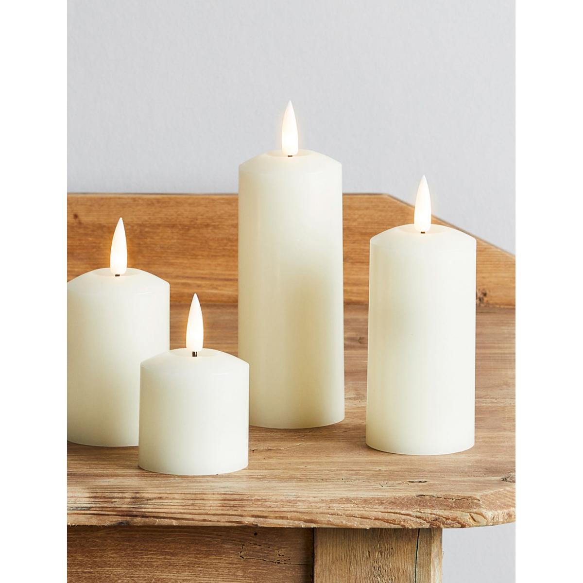 Lights4Fun Set of 4 TruGlow® Pillar LED Candles - Ivory, Ivory – image 3