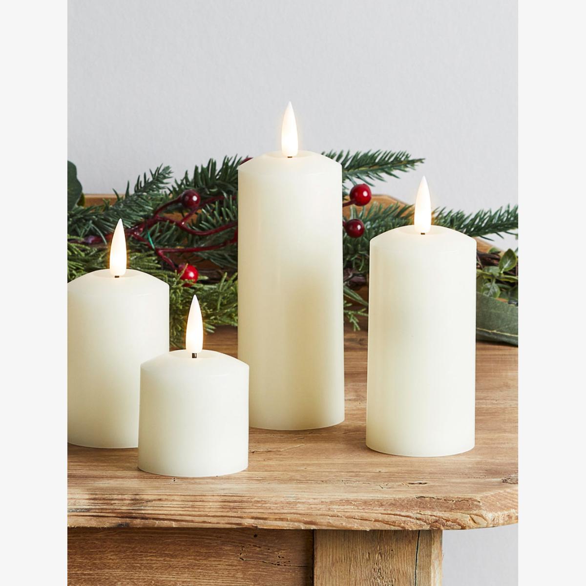 Lights4Fun Set of 4 TruGlow® Pillar LED Candles - Ivory, Ivory – image 1