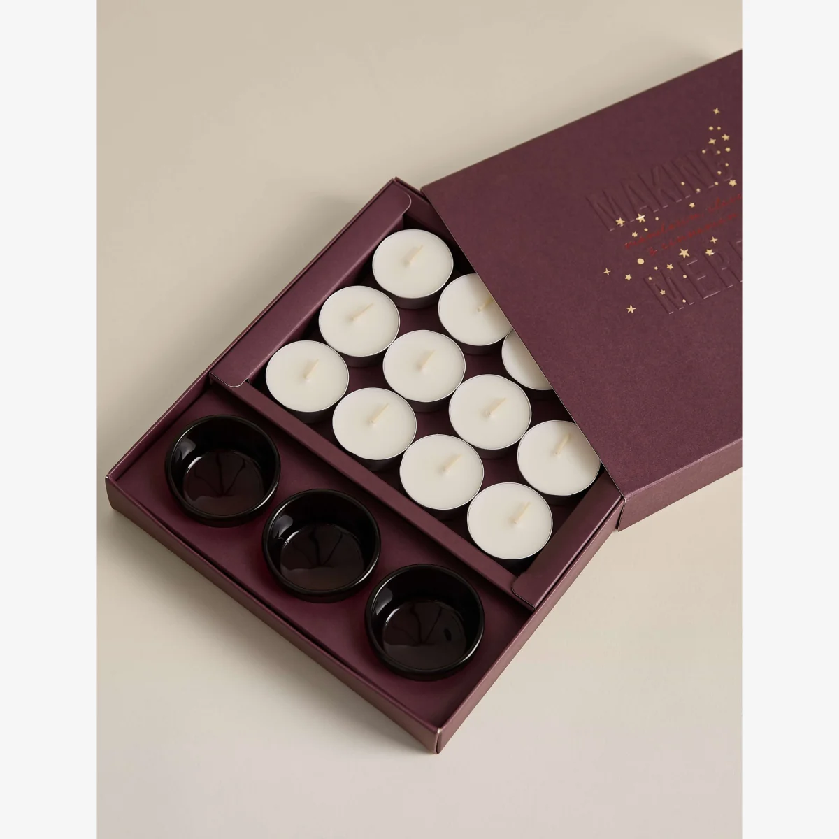M&S Mandarin Cinnamon & Clove Tealight Gift Set Red Mix – image 1