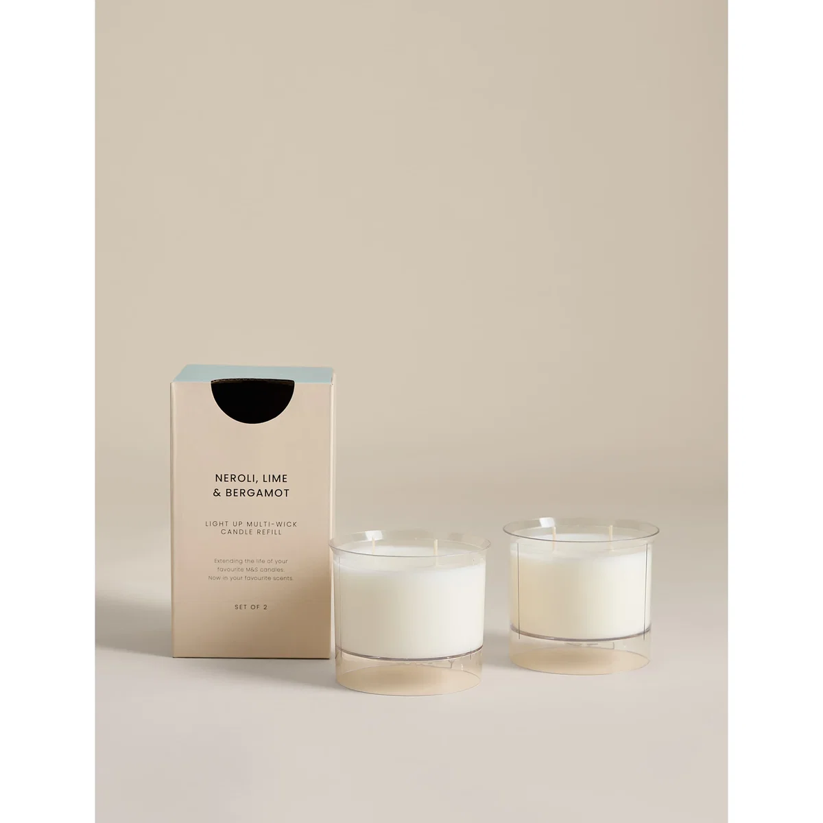M&S 2 Pack Neroli Lime & Basil Candle Refill 120g White Mix – image 2