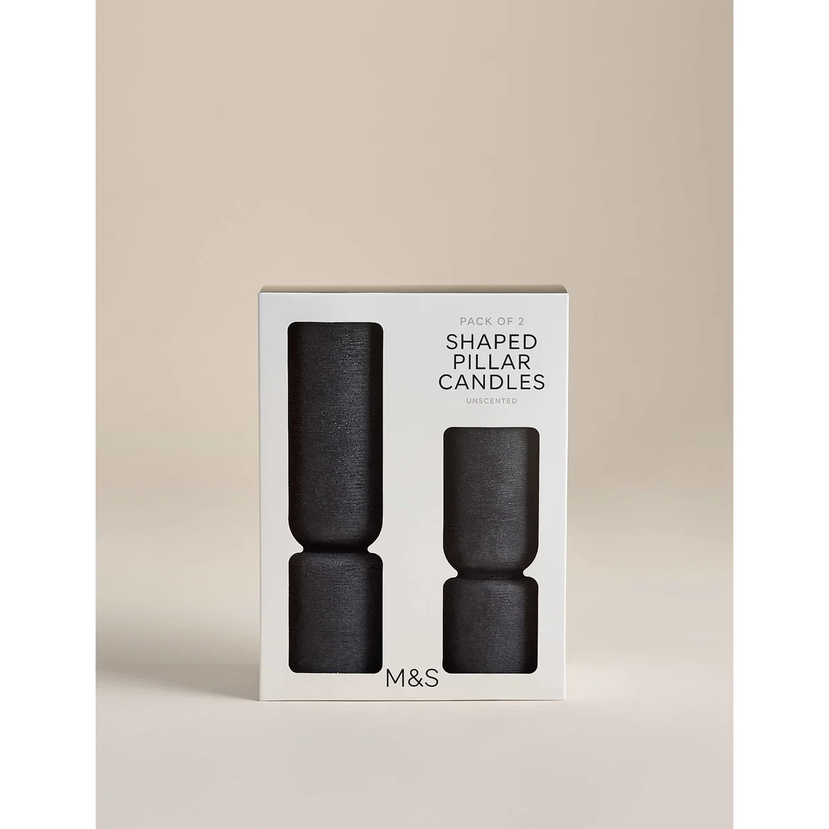 M&S 2 Pack Unscented Pillar Candles Light Buff – image 4