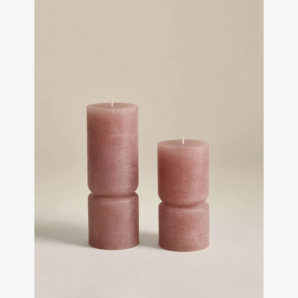 M&S 2 Pack Unscented Pillar Candles Light Buff – image 1