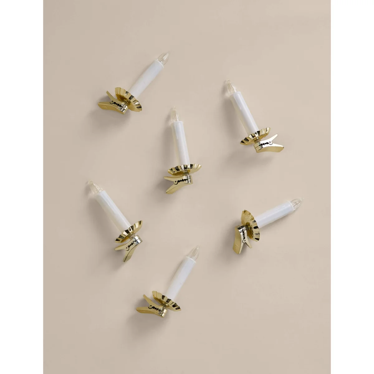 M&S 6 Pack Light Up Clip-On Candle Decorations Gold Mix – image 2