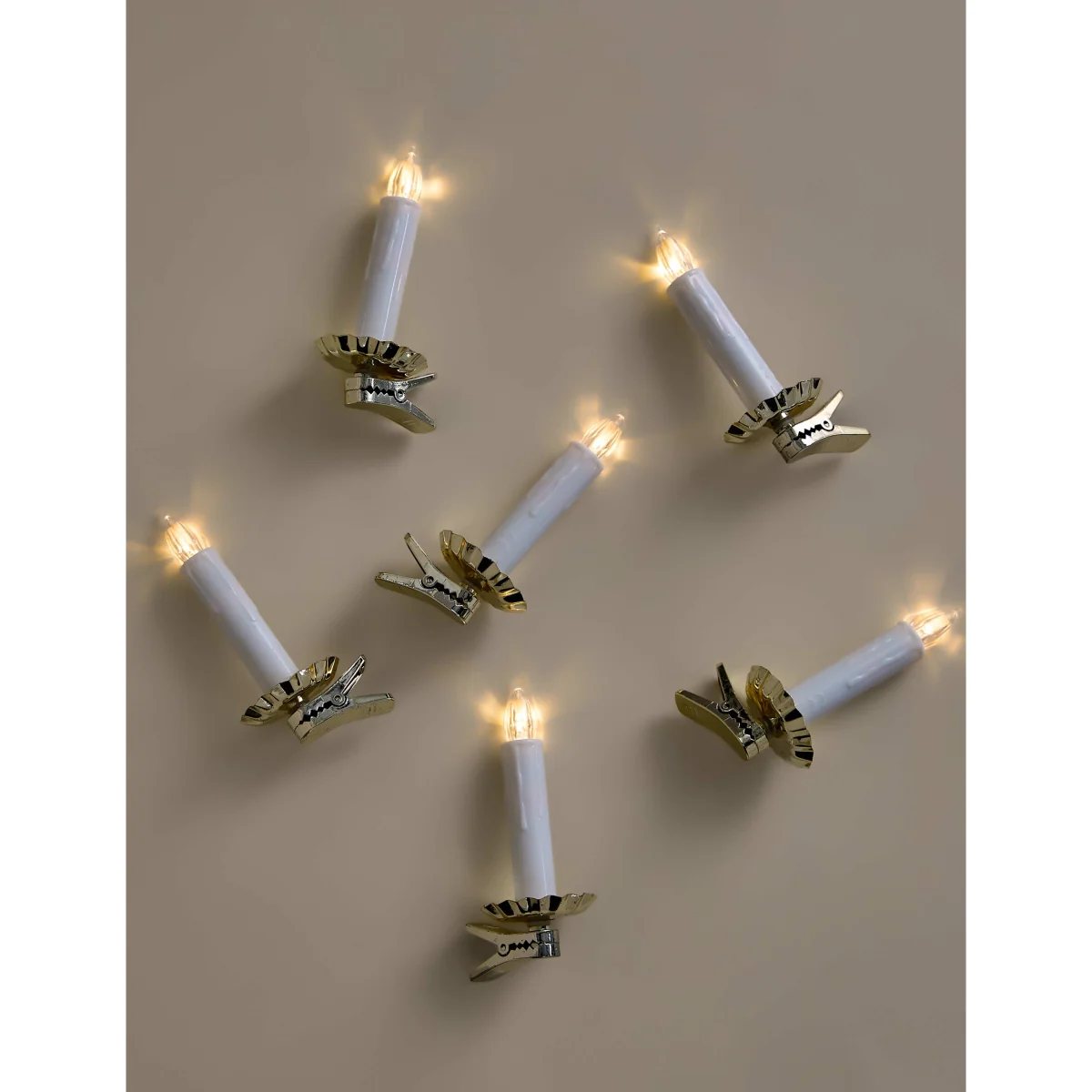 M&S 6 Pack Light Up Clip-On Candle Decorations Gold Mix – image 5