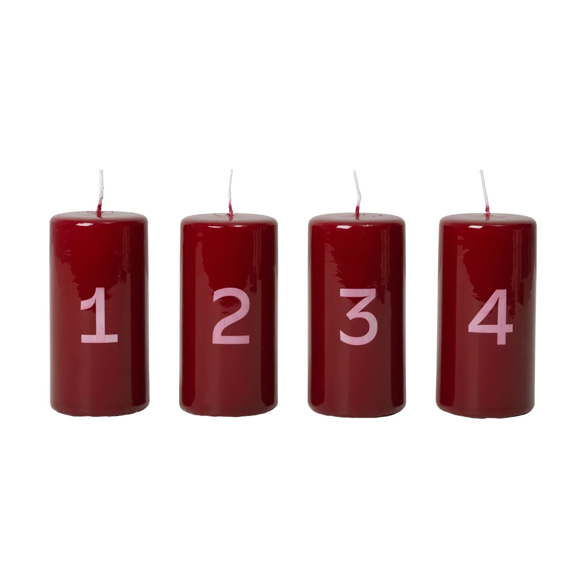 Broste Copenhagen Broste advent candle Burgundy-White 4 pieces – image 2
