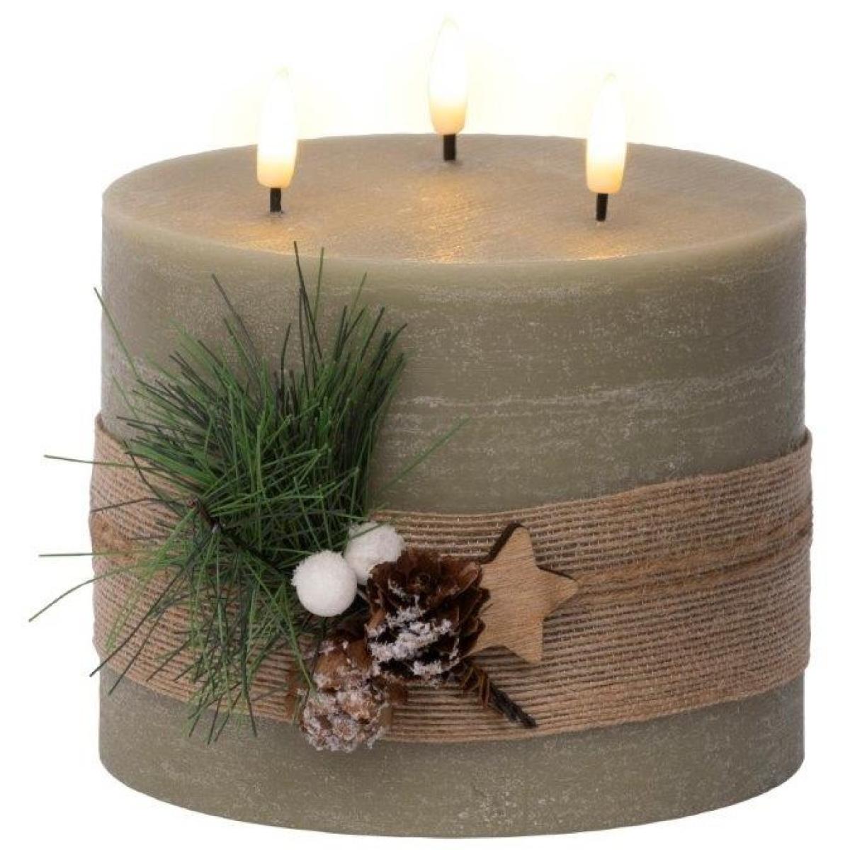 Lumineo LED Triple Wick Candle 15cm - Green – image 2