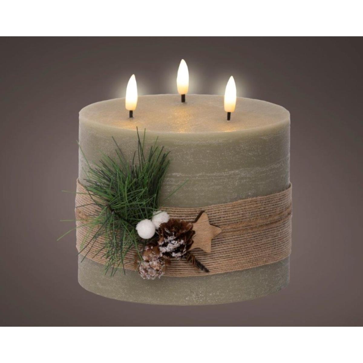 Lumineo LED Triple Wick Candle 15cm - Green – image 5